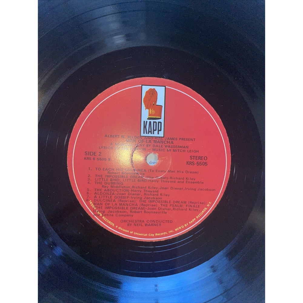 Man of la Mancha Original Cast Recording Vinyl LP Richard Kiley Kapp KRS-5505 - Picture 5 of 5